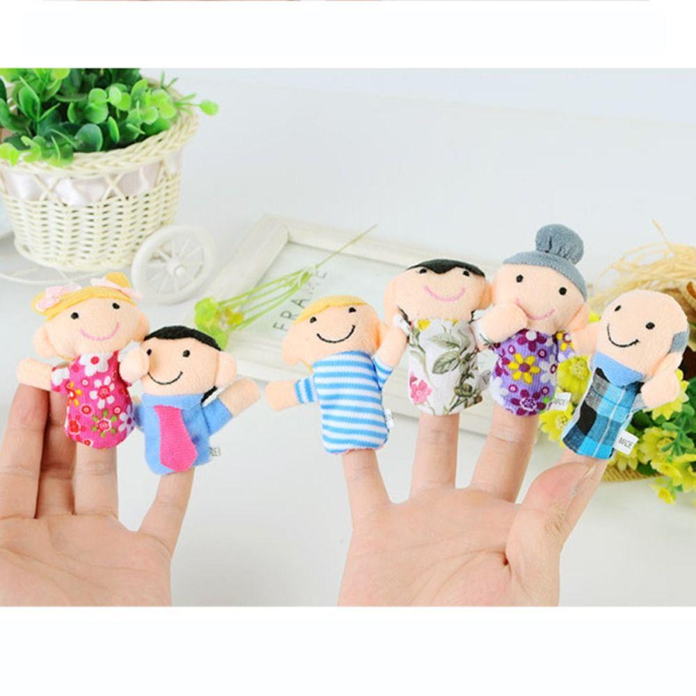 6Pcs Cloth Velvet Finger Puppets Set Soft Plush Finger Toys Grandparents Family Dolls  Role Play