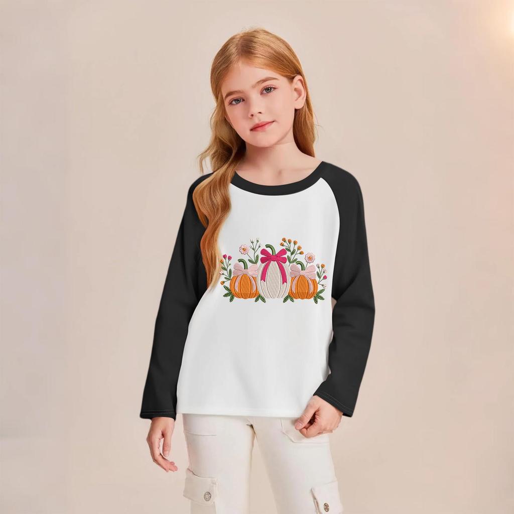 Kids' Fashionable Comfortable Christmas Print Neck Pullover Long Sleeve Top