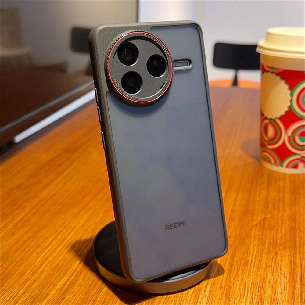 For Xiaomi Redmi K80 5G/Poco F7 Pro 5G Case Red Lens Ring Shockproof TPU+PC Translucent Phone Cover
