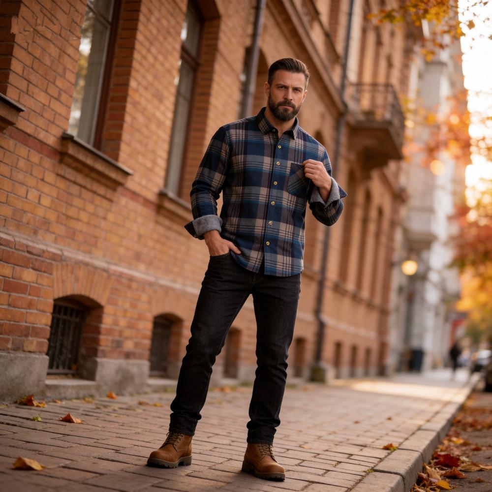 New Fashion Men's Double-sided Fleece Shirt Long Sleeve Thickened Autumn Winter Plaid Print Versatile Casual Daily Home Big 6XL