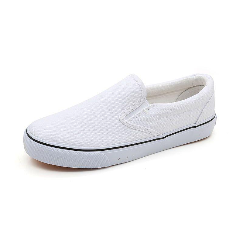 Renier Men's Black & White Slip-On Canvas Loafers - Breathable Spring/Summer Korean Style Work Shoes