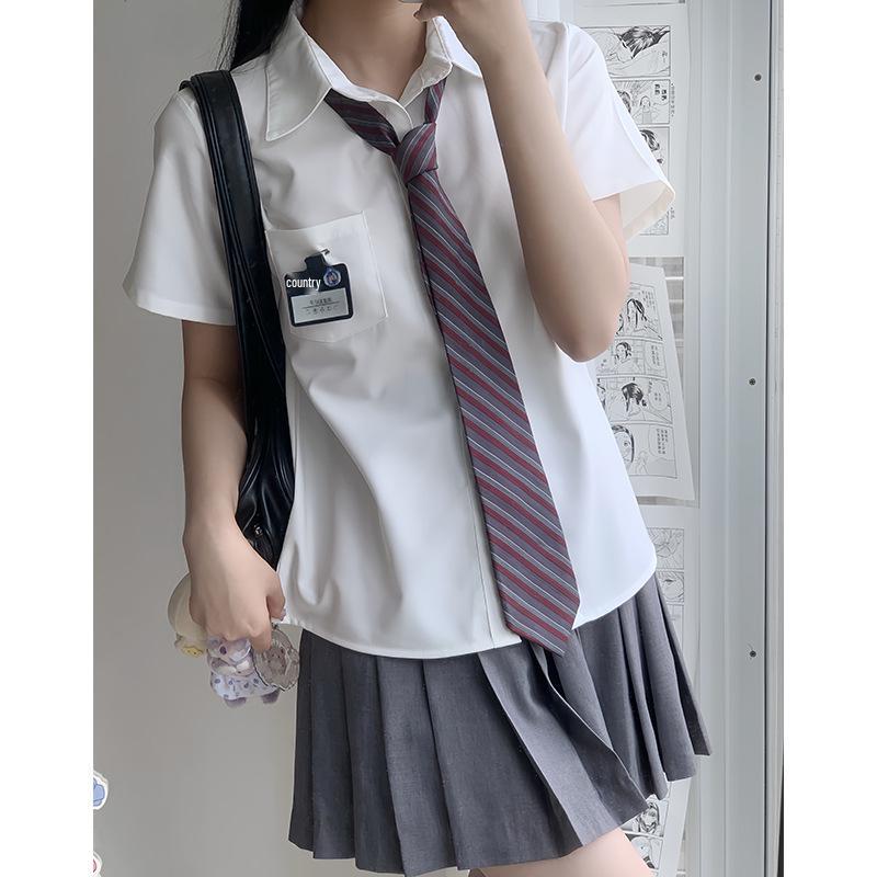 Japanese JK White Shirt - TR Fabric, Solid Color, Loose Fit, Long & Short Sleeve, Academy Style, Women’s Summer Feel