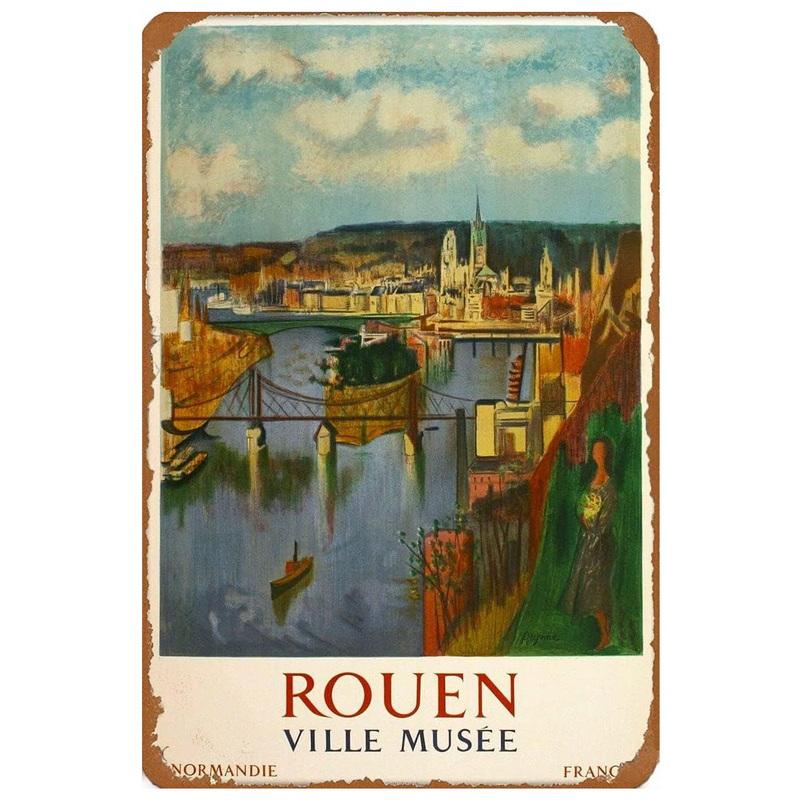 Paris New York City View Landscape Metal Tin Signs Posters Plate Wall Decor for Home Bars Man Cave Cafe Clubs Retro Posters