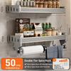 Kitchen Storage Rack Wall Mounted Knife Holder & Spice Organizer Multi-functional Seasoning Storage Shelf for Home No Drilling