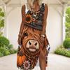 Women Plus Size Scoop Neck Sleeveless A Line Long Dress Halloween Bear Pumpkin Printed