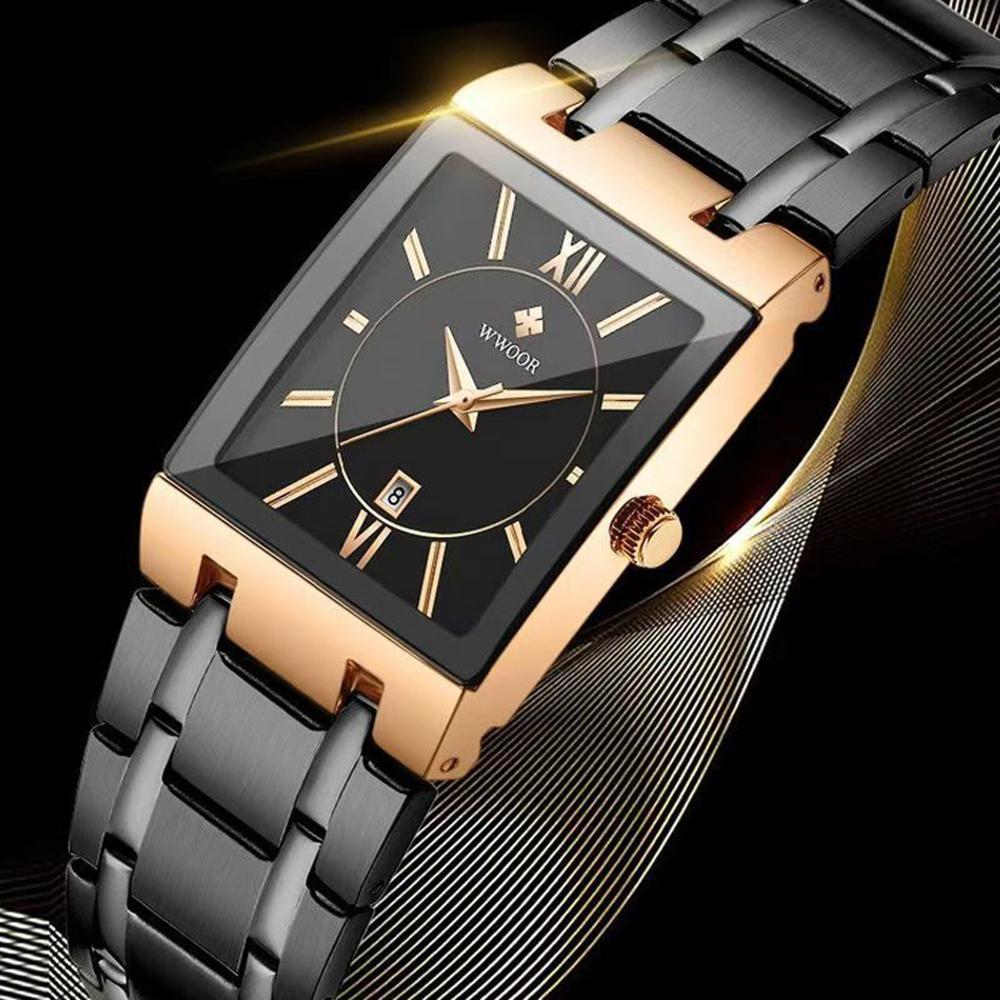 WWOOR Top Brand Luxury Steel Strap Business Quartz Watch Men Casual Waterproof Sports Watch