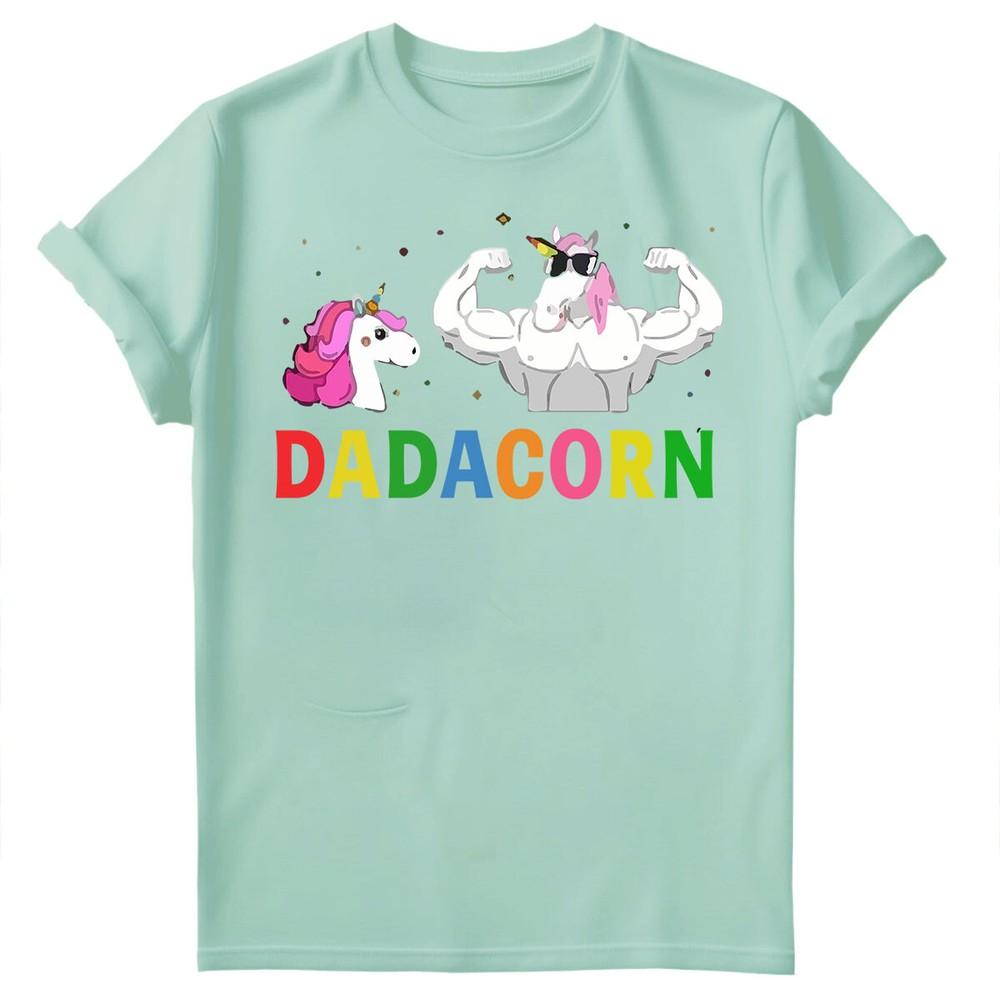 Vatertag Unisex T-Shirt Lustiges Einhorn Dadacorn Daddy Gymer Dad Tee Top FD