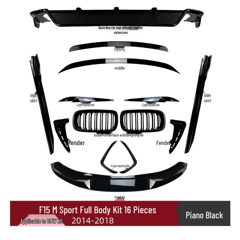 Compatible with BMW X5 F15 M Sport: Front Lip, Rear Spoiler, Top Spoiler, Grille, Side Skirt, Rear Bumper Body Kit.