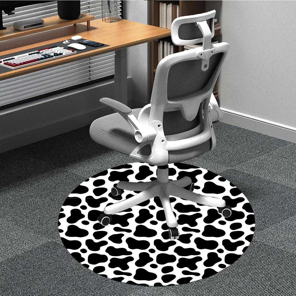 

1pc Cowprint Chair Carpet for Office, Soft, Non-Slip Polyester Mat, Office, Entryway, Living Room, Bedroom, yy251207233 80cm by 80cm