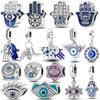Lucky Blue Devil Eyes תליון Fit צמיד שרשרת 925 כסף דקל מצרים קסמי חרוז Diy תכשיטים