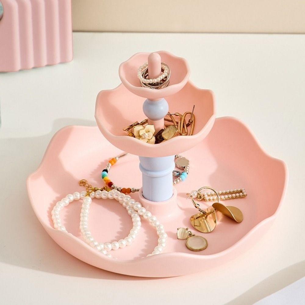 Large Capacity Jewelry Key Holder Decorative Anti Slip Jewelry Display Rack Multi-layer Cream Style Desktop Storage Box Office