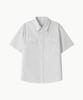 Leondi Grid Stripe Half Shirt - Gray