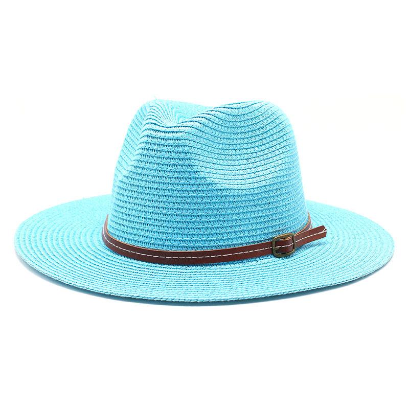 Summer Panama Straw Hat for Men Women, Wide Brim Sun Cap Beach Vacation, UV Protection Travel Hat