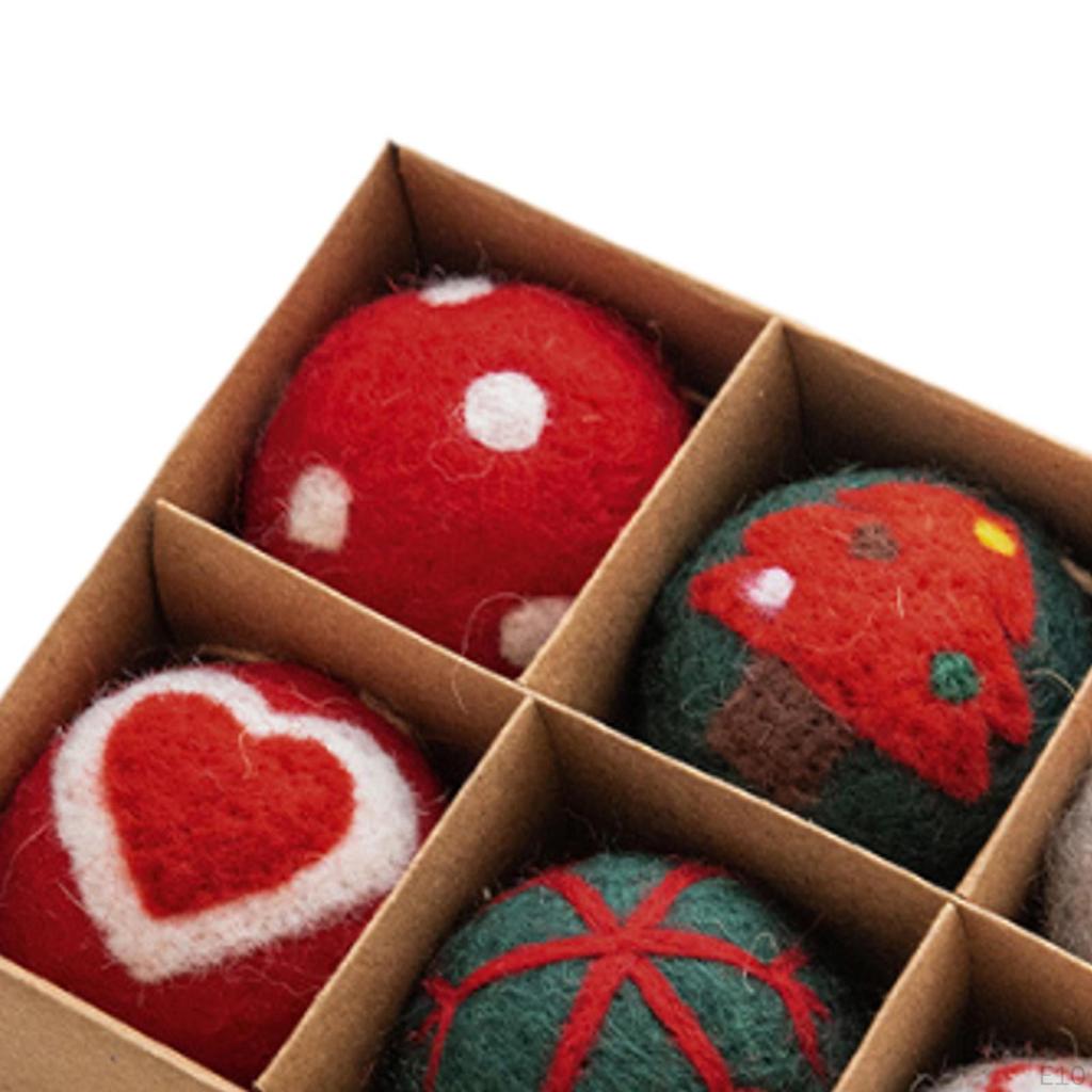 6 Pieces Christmas Ball Ornament Felt Celebration Hanging Decoration Party Supplies