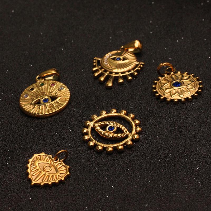 

18K Gold Turkish Blue Devil s Eye Pendant - DIY Jewelry Accessory