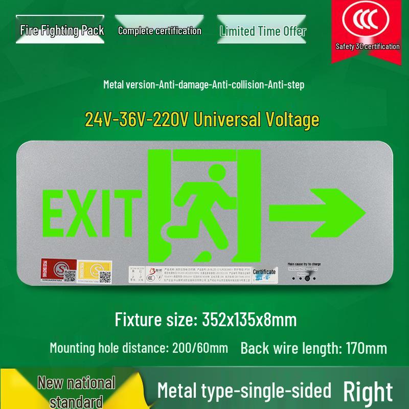 LED Fire Emergency Exit Sign with Plug-In for Evacuation Routes