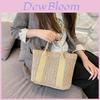 Woven Handbag For Women Summer Straw Bag Bucket Style With Magnetic Closure For Daily Use