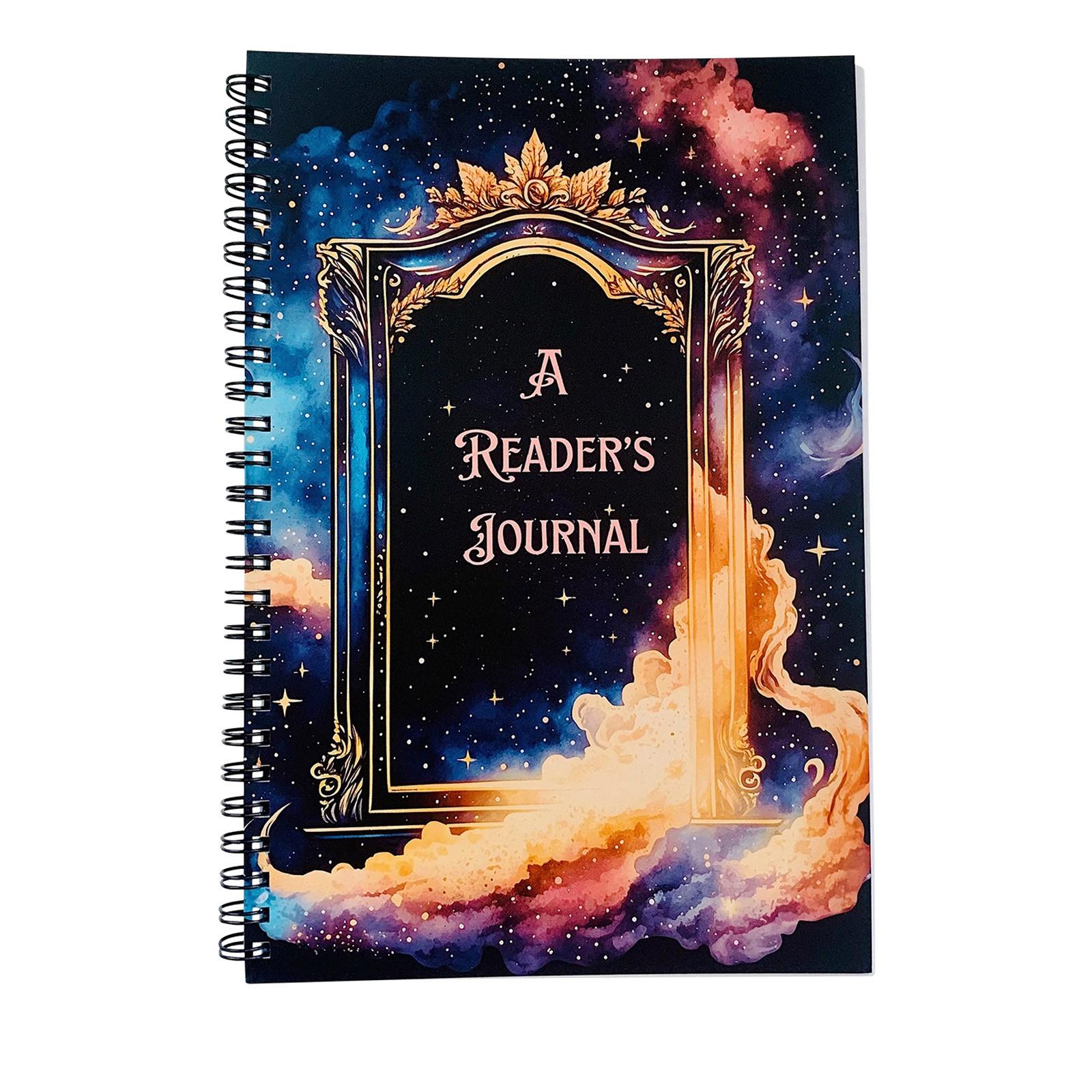 

Журнал статистики и задач чтения, блокнот на спирали с космической тематикой для отслеживания прогресса чтения чёрный