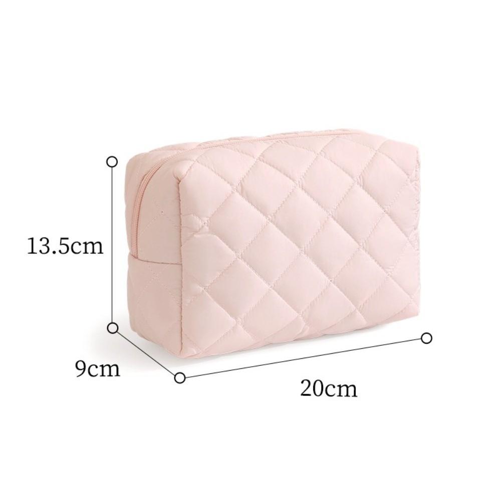 Fashion Quilted Makeup Bag Flower Printed Lightweight Cosmetic Pouch Large Capacity Travel Toiletry Handbag for Women