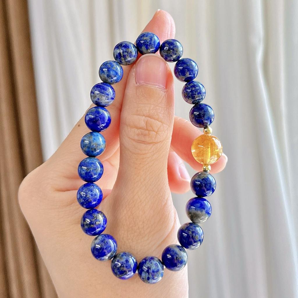 8Mm Natural Lapis Lazuli Citrine Design Sense Commuter Bracelet Bracelet