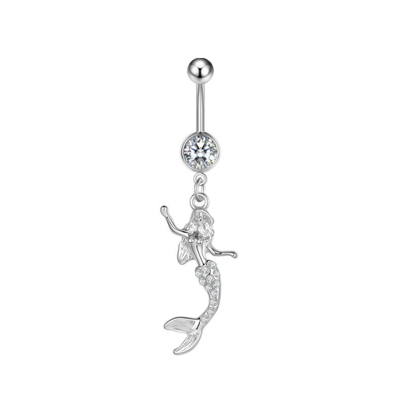 European And American Stainless Steel Umbilical Nail Turtles Fashion Mermaid Vermiculite Belly Button Buckle Umbilical Ring Puncture Jewelry