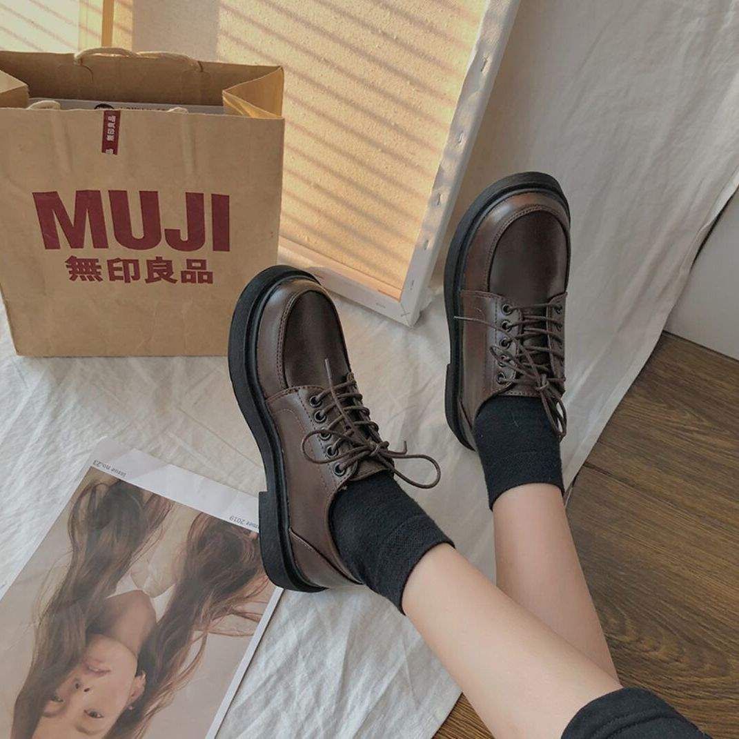 Черные Маленькие Кожаные Туфли Школьница Винтажные Британские Весенние С Круглым Носом Японский Колледж 40 standard size 3400₽