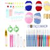 Knitting Kit DIY Blue Chrysanthemum Plastic Crochet Hooks Kit with Woolen Yarn Storage Bag for