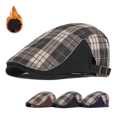 Herbst Winter Retro Baskenmützen für Männer Frauen Klassische Plaid Newsboy Caps Dicke Baskenmütze Hut Gatsby Maler Hüte Flache Kappen Einstellbar