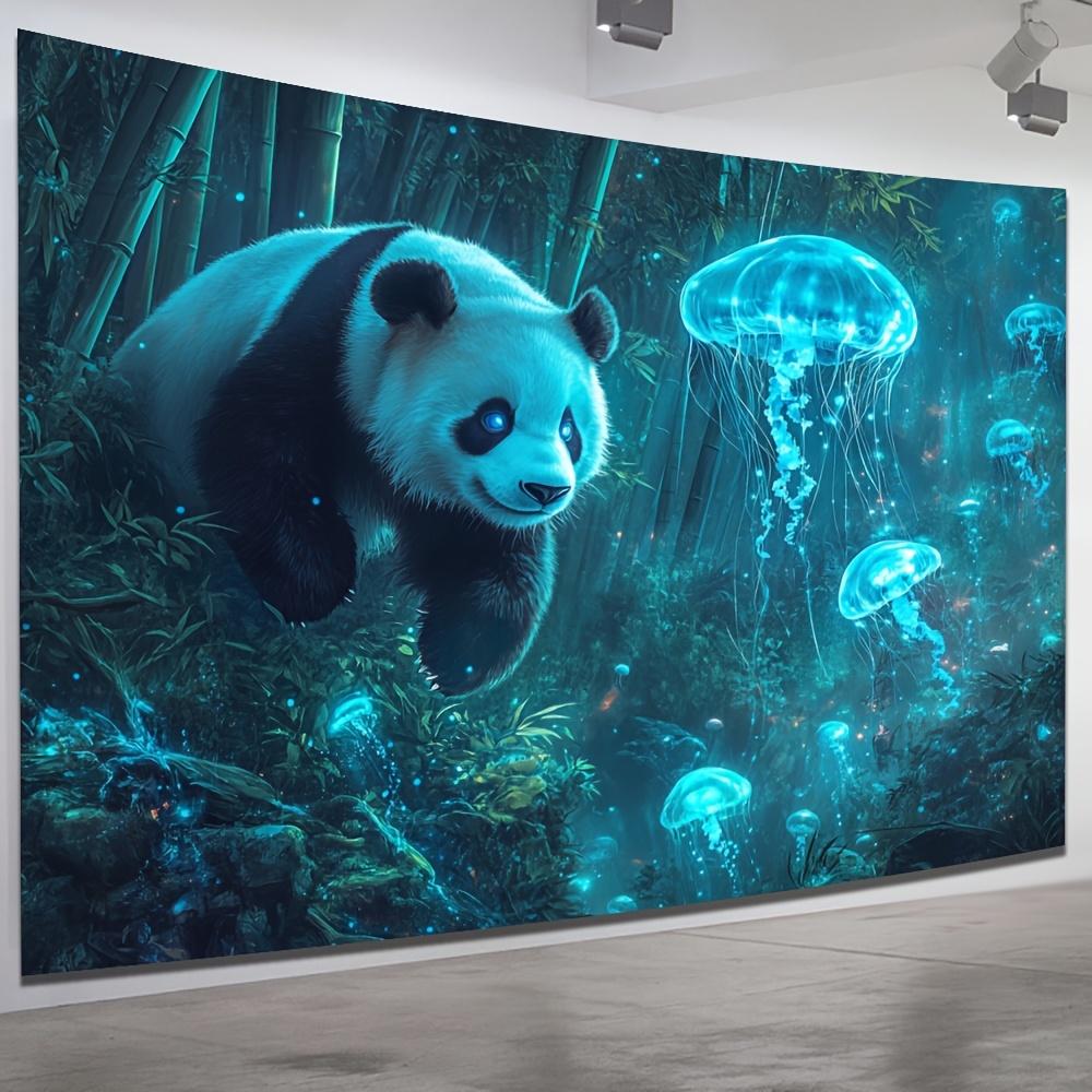 Enchanted Panda with Glowing Jellyfish Tapestry Adding Magical and Fantasy Style to Any Room Decor Ideal for Home Use