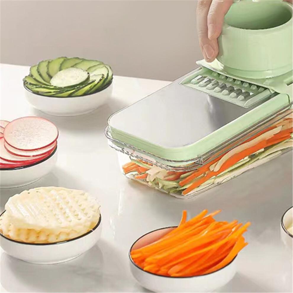 7-in-1 Adjustable Vegetable Slicer, Stainless Steel Kitchen Grater & Cucumber Slicer – Compatible with All Standard Cutting Boards