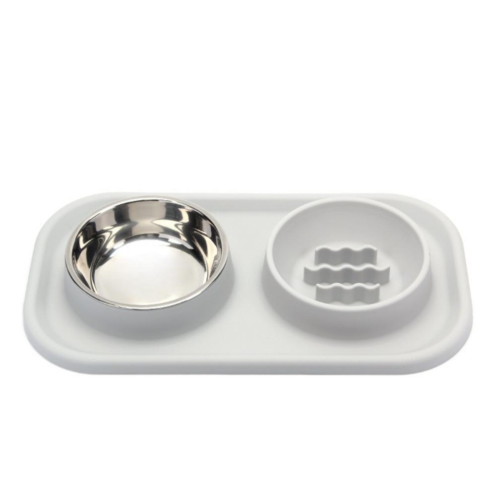 Anti-knockover Double Slow Feeder Bowl Food-grade Puppy Slow Eating Bowl  Small Medium Breed Dogs