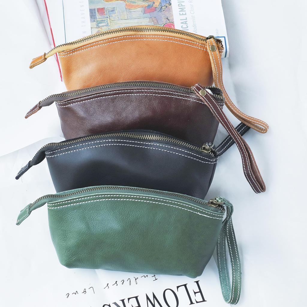 Thayakii Women's Cosmetic Pouch, Small Item Storage Bag, Cute and Fashionable Lightweight Handbag with a Simple Design, Made of Genuine Leather,