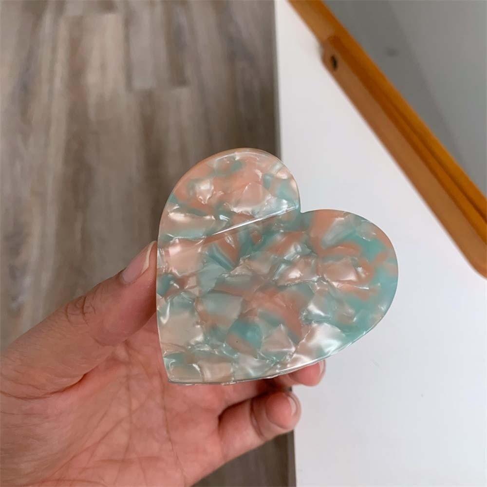 Elegant Acetic Acid Hair Claw Acrylic Plaid Hair Claw Fashion Heart Shark Clip  Friends