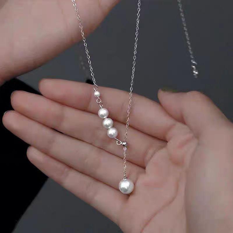 Жемчужное Ожерелье Женское Простое Жемчужная Шея Цепочка Легкая Роскошь Ключица Цепочка Нишевая, Продвинутый Холодный Кулон Студент