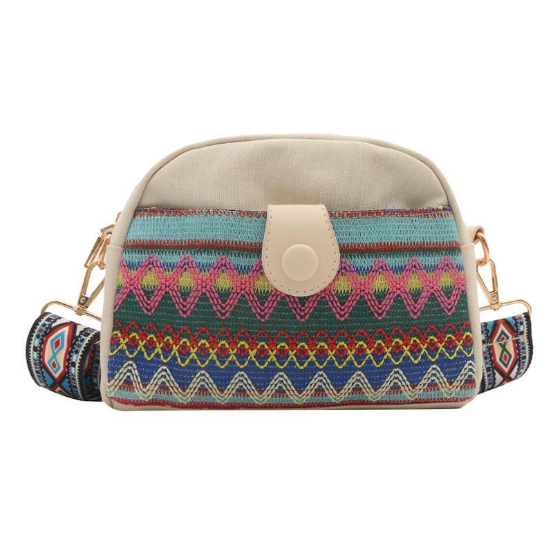 Ethnic Style Fashion Shoulder Bag 2024 Spring New Simple Large Retro Single Shoulder Slant Small Square Bag Blue