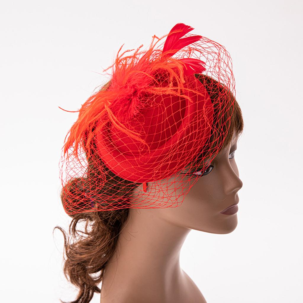 Čajový dýchánek Fascinátor Derby Hat Ženy Fascinátor Čelenka Závoj Peří Fascinátor Derby Pillbox Hat Koktejl Závoj Síťovina