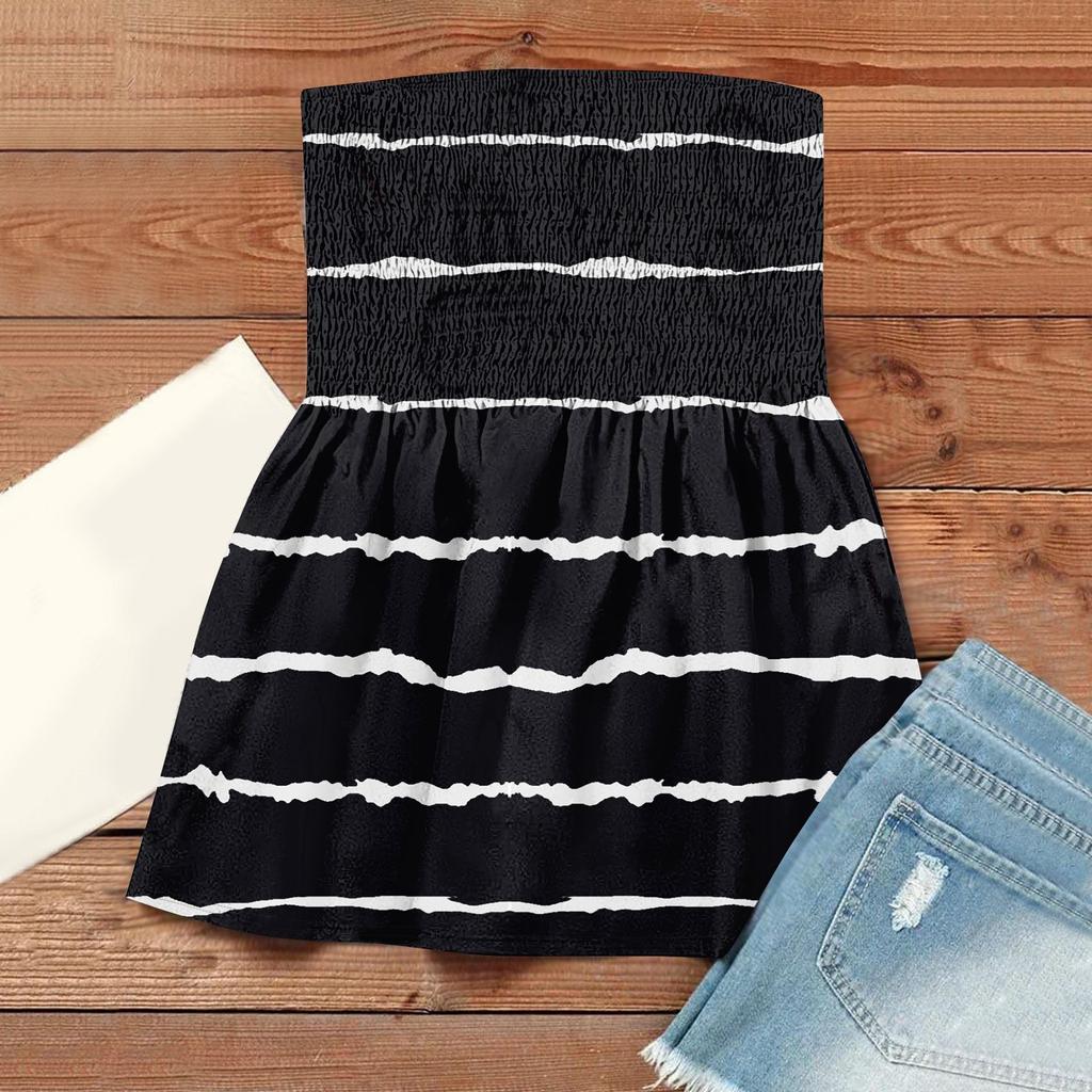 Tube-Tops für Damen, süßes, sexy, schulterfreies, ärmelloses T-Shirt mit Aufdruck