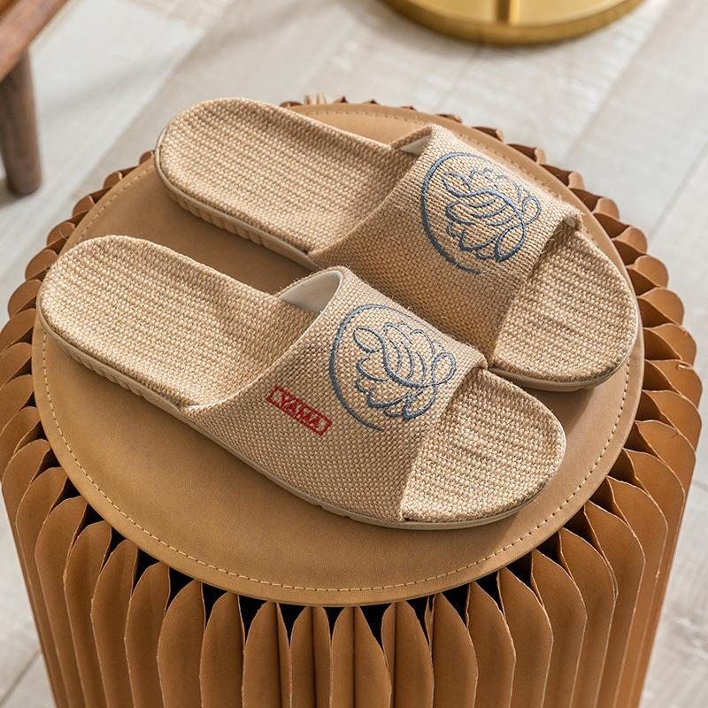 

Летние женские пляжные тапочки, удобные льняные шлепанцы, женские нескользящие шлепанцы из конопли, женская домашняя повседневная обувь, сандалии 42-43 серый