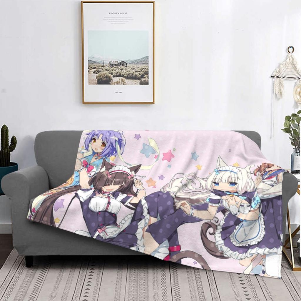 Nekopara Anime Otaku Blankets Fleece Decoration chocola vanilla Portable Super Soft Throw Blanket Bedding Couch Bedding Throws