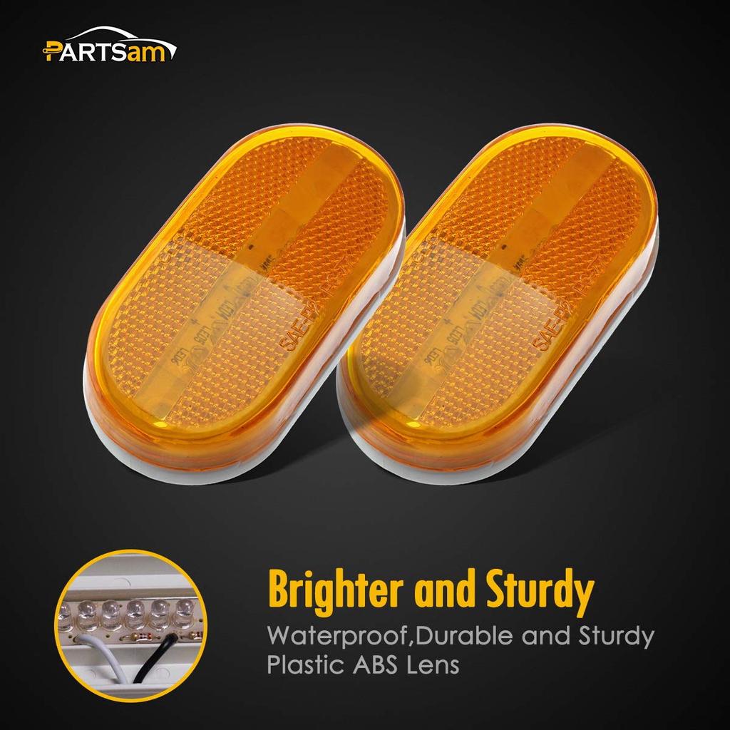 Partsam 2pcs [DOT Certified] Amber 4" LED Trailer RV Camper Side Marker Clearance Light