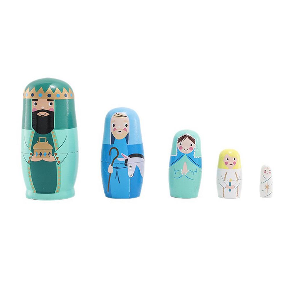 Cute Nesting Doll Set Matryoshka Doll Russian Wooden Dolls Hand-Painted Jesus Nesting Doll Stacking Doll Ornament Christmas Gift