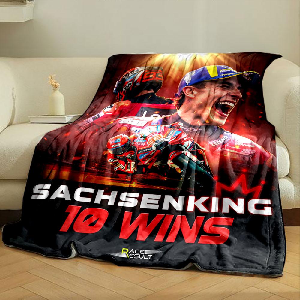 Vintage Marc Marquez Sachsenking MotoGP Wins Red Plush Blanket, Multipurpose Blanket for Home and Travel, Cloud-Like Blanket for Total Relaxation