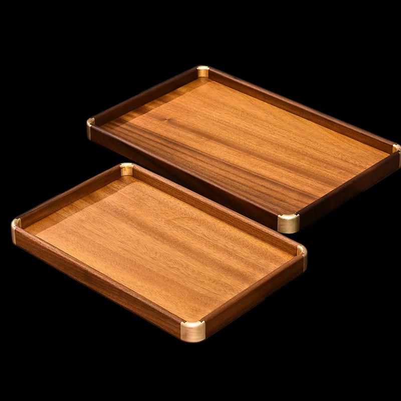 Extra Large Natural Walnut Wood Tea Tray with Handle