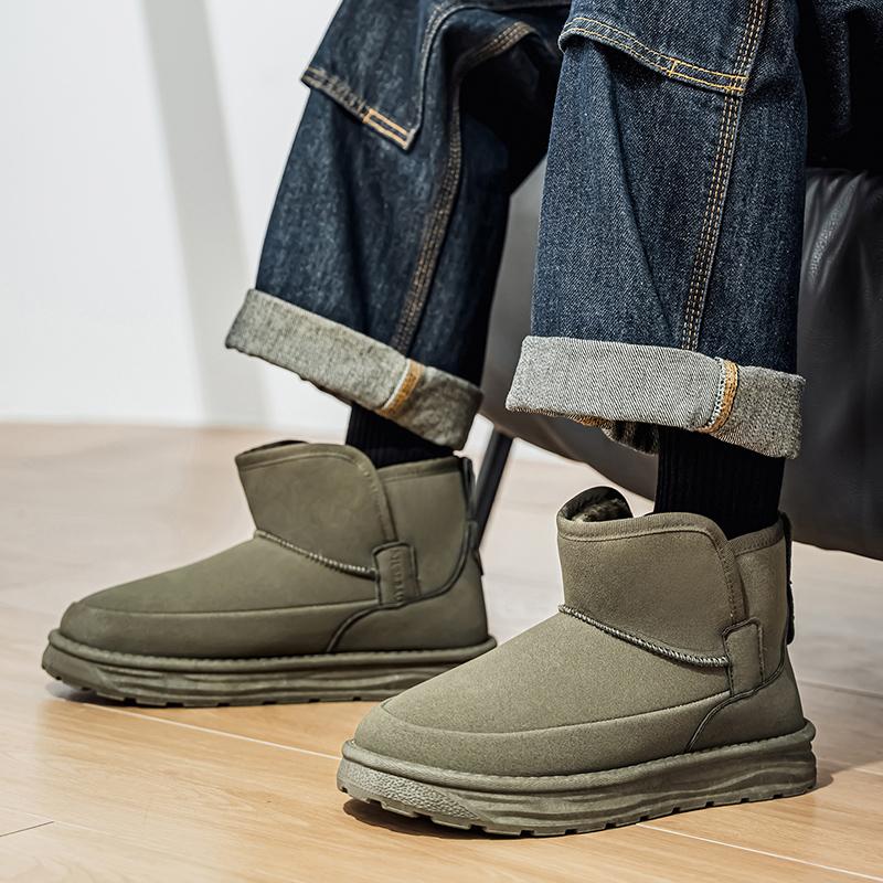 Winter Snow Boots for Man Plush Men Ankle Boots High-top Warm Thermal Insulated Flats Fleece-Lined Non-Slip Outdoor Casual Shoes