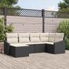 Garden Dining Set with Cushions 6 pcs Black and Cream