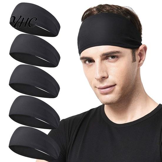 Solid Color Headband Men Sports Moisture Wicking Wide Workout Sport Quick Drying Running Cycling Sweatband Elastic