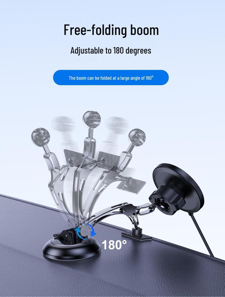 25W Magnetic Car Phone Holder with Wireless Charging and Suction Cup Mount