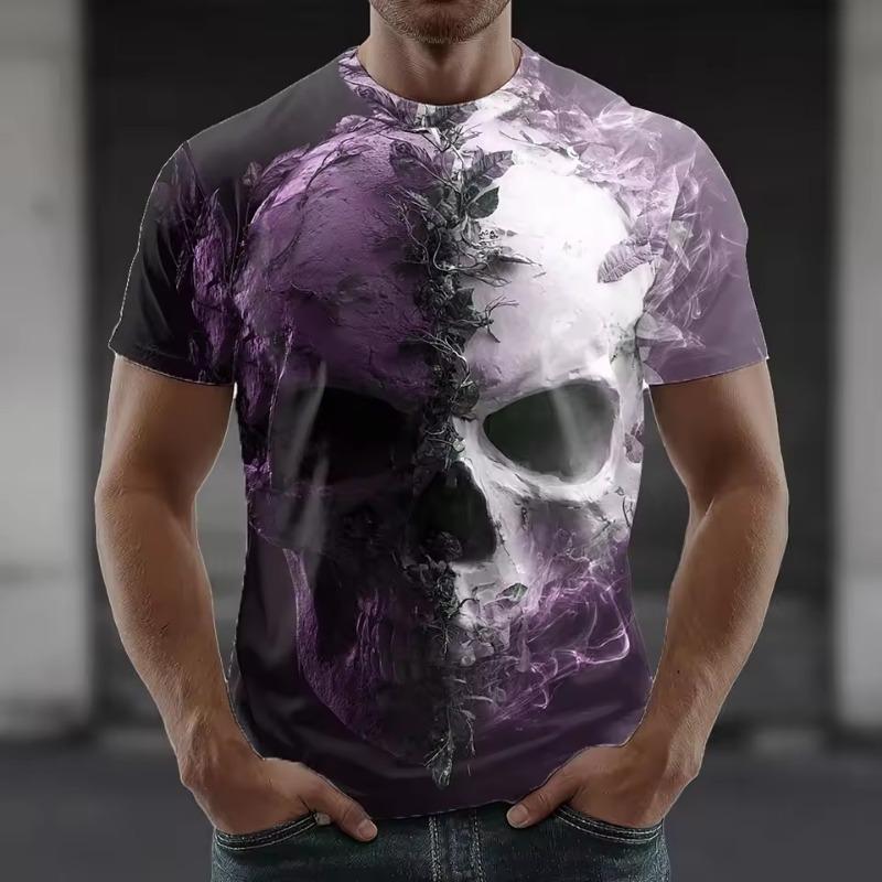 Halloween Skeleton Graphic Short Sleeve T-shirts Men's T-shirt Clothing Fashion 3D Print Short Sleeve Tee Man