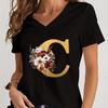 Vintage Flower Alphabet Graphic T Shirts Women Alphabet Rose Gold Essential Women Clothing Gift for Alphabet Floral Lover Tshirt