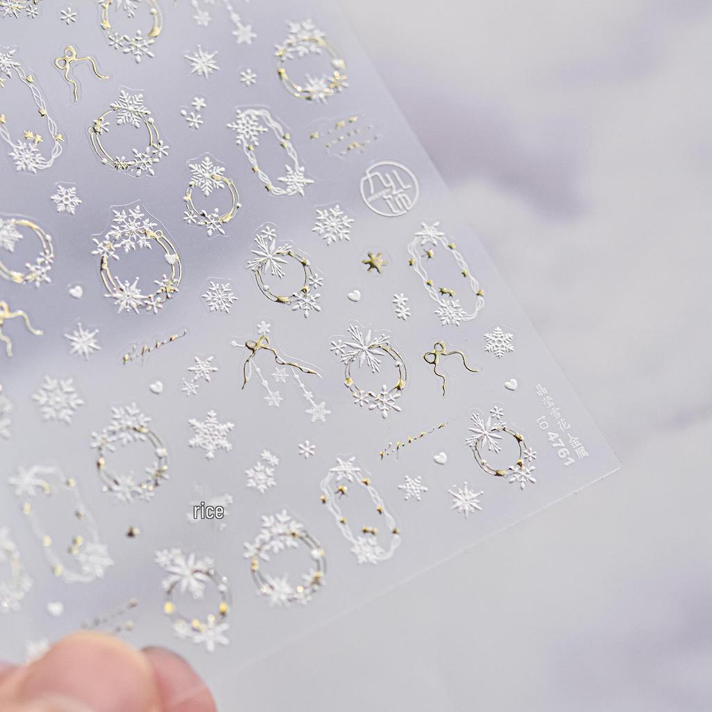 Tomoni Hot Stamping Crystal Snowflake Nail Stickers – Japanese Stationery Nail Art Mix